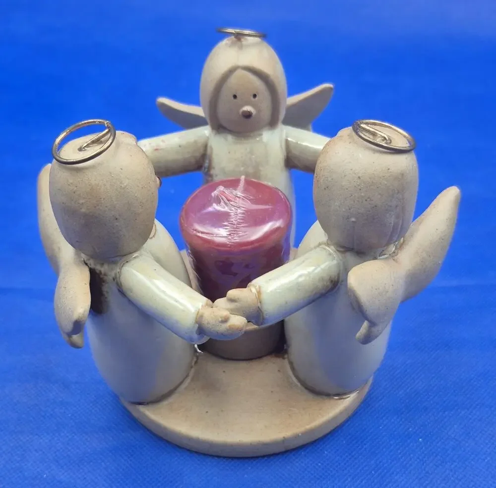 Ceramic Angel Trio Circle of Friends Tealight Holder 5